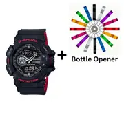 Casio G-Shock Analog-Digital Black Red Mens Watch GA400HR-1A GA-400HR-1ADR Bottle Opener Bundle