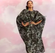 Cynthia Rowley Paros Kaftan Dress BLKMT O/S Fits S,M,L Baby Breath Print