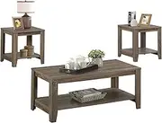 Monarch Specialties 7914P Table, 3pcs Set, Coffee, End, Side, Accent, Living Room, Laminate, Brown, Transitional Set-3Pcs Dark Taupe, 42" L x 20.5" W x 17" H