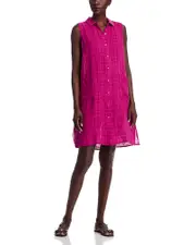 Eileen Fisher Linen Plaid Shirt Dress
