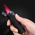 Windproof Lighter 4 Jet Flame Torch Lighter Refillable Butane Cigar Lighter Gift