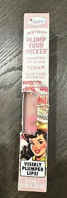 the balm plump your pucker lip gloss 0.09 OZ GIDDY UP Sparkling Sheer Pink NIB