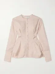 [LIBEROWE] LIBEROWE - Lavinia Checked Wool And Cotton-blend Top - Cream - large large Cream