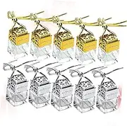 COMPUKAS 10 Pack Square Glass Perfume Bottles Car Hanging 8ml Essential Oil Sub-bottle Elegant for Women Craftsmanship