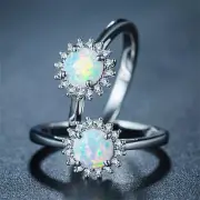 Opal Ring Round Opal White Stone Hand Jewelry Fashion Jewelry Ring