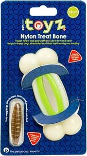 Petface Nylon Treat Bone Dog Toy - Extra Strong Dog Toy - Keeps Teeth and Gums Healthy Whilst They Chew - Medium - 12cm - Comes with Veggie Treat