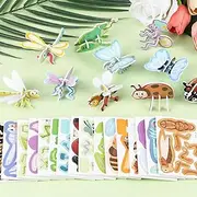 LOMIMOS Educational 3D Cartoon Puzzle,3D Cartoon Jigsaw Creative Learning Model for for Boys & Girls Art DIY Craft Gift Decor (Insect)