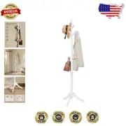Stable Free Standing Coat Tree with 10 Hooks in Cloud White for Organized Spaces