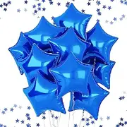 Star Balloons 10pcs, Blue Star Balloons, Blue Star Foil Balloons, Large Mylar Balloons for Birthday Party Decorations, Ocean Party, Masquerade, Under The Sea Theme Party