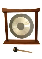 13 3/4" Chinese Chao Gong w/ Wood Gong Stand & Beater