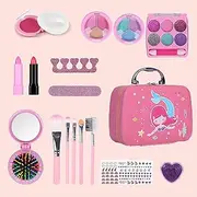 18PCS Makeup Toys Kit for Little Girl Washable Pretend Play Set - Washable Make up Kit for Toddler Kids Girl Children Princess Pretend Play Birthday Gift Toys for Girl Aged5-13 (excluding nail polish)