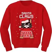 [Tstars] Santa Claws Cat Ugly Christmas Sweater Toddler/Kids Clothes Sweatshirt 4T Red