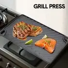 Reversible Cast Iron Griddle Rectangular BBQ Grill Pan 43×24cm Double-Side Plate