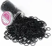 JASVERLIN 3/4inch Black Hair Rubber Bands, Small Rubberbands Ponytail Holder no Damage Mini Tiny Hair Ties Elastics Girls Women Baby 1000PCS