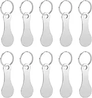 TEKONDA Pack of 10 Shopping Trolley Remover Metal Shopping Trolley Token with Round Hanging Ring Shopping Chip Use for Shopping Trolley Unlockers Bottle Opener Decorations, GWCJSQ-silber10