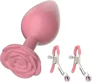 Adjustable Nipple Clamp Sex Toy Silicone Training Butt Plug Masturbator Flower Base Butt Plug Couple Flirting Set
