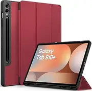 [EasyAcc] Case Compatible with Samsung Galaxy Tab S9 FE+ Plus/S9 Plus 12.4 Inch 2023 with S Pen Holder - Ultra Thin with Stand Function Slim PU Leather Protective Case, Red Wine