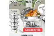 OZNALA 4 Pcs 5L Chafing Dish Set Bain Marie Buffet Servers Food Warmer Heater With Lids