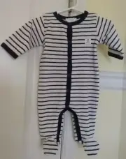 NWT Jacadi Baby Boy Dors Bien Donant Striped Velour Footie 3 months