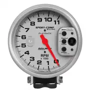 Auto Meter 3965 Sport-Comp Silver Tachometer Gauge 5" 11000RPM w/ Playback