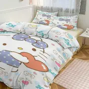 Bed Sheets g678 Hello Kitty Print Bedding Set Pattern Duvet Cove Set 3 Pieces 1 Quilt Cover And 2 Pillowcases for Women Men Teens tq678 Bed Sheets