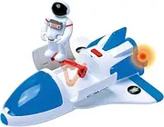 Astro Venture Space Shuttle Toy - Plastic White Spaceship for Kids with Lights and Sound - Astronaut Figure, Openable Cockpit and Compartment, Extended Arm - Fun Space Toys for any Mission & Adventure