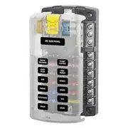 Car Boat Fuse Box Holder 5026 Blade Fuse Block 32V100A 12 Circuit with Ground and Cover Gray