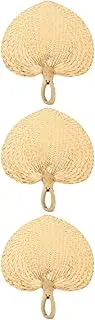 Alipis 3pcs Summer Hand Fan Palm Leaf Hand Fans Palm Leaf Decor Handmade Fans Wedding Hand Fans Handheld Fan Hand Dance Fan Hand Rattan Fan Hand Held Fan Cooling Hand Fan Bamboo