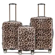3pc Tosca 4-Wheeled Suitcase Luggage Travel Bag Set S/M/L - Leopard Print