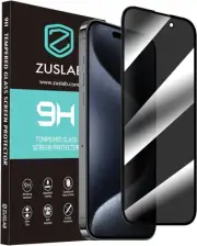 ZUSLAB Privacy Screen Protector for iPhone 15 Plus Tempered Glass Flim Case F...