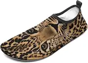 [BTCOWZRV] Water Shoes for Women Men Cute Leopard Water Sports Shoes Slip-on Breathable Lightweight Athletic Aqua Sock
