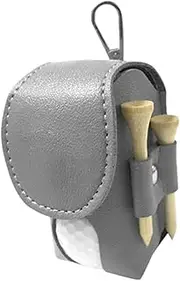Golf Ball Sack | Tee Sack PU Leather - Storage Organizer Portable Pouch Carrier with Clip for Fathers Couples Dad Golfers Men Practice