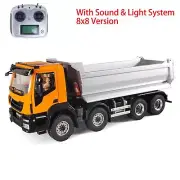 1:14 Hydraulic RC Painted Assembled Dump Truck Metal 8x8 Tipper Car Model Sounds