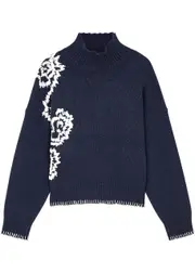 Merlette Lulea Embroidered Wool-blend Jumper - Navy - S (UK 8-10 / S) S (UK 8-10 / S)