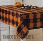 Celebrate Halloween Orange Black Pumpkin Jacquard 60x84 Oblong Tablecloth