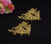 Samurai Dragon Themed Hook Pair Brass Greek Creature Wall Cloth Hanger Set CA577