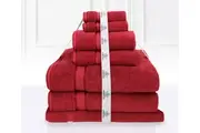 Super Plush 100% Fresh Combed Cotton Bathtowel Set 7PC Red