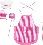ERINGOGO 1 Set Set Chef Set Apron Household Goblets Key Chain Cap Hose Boy Apron Apron Baking Apron Little Girl Apron Apron Doll Key Chain Pink Cloth
