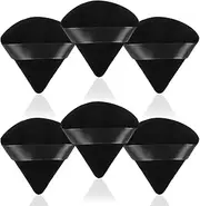 6Pcs Soft Makeup Powder Puff - Triangle Velour Puffs for Setting Loose and Body Powder, Mineral Cosmetic Foundation Blender Sponge, Beauty Makeup Tools (Black)