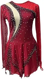 [JRUIA] Women's Long Sleeve Figure Skating Competition Dress Girls' Ice Roller Skating Costume Gymnastic Leotard Wear