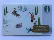 2014 Starbucks Card Holiday Winter Snow Sled Ski Unused Pin Intact No Value 6103