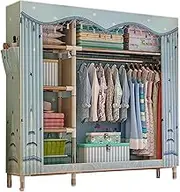 Wardrobe Portable Canvas Wardrobe, Foldable Clothes Closet Storage Organizer for Bedroom, Fabric Wardrobe with Hanging Rail,