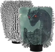 XYMZR Dragon Eye Red Cloud Absorbent Microfiber Car Wash Mitt, Funny Cute Anime Scratch Free for Cars Cleaning, Home Cleaning Mitts, 2 Pack, 10.24” L x 7.09” W