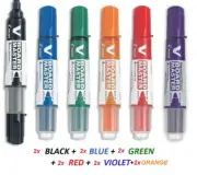 Pilot V BOARD Bullet WHITEBOARD MARKER- 2x (BLACK+BLUE+GREEN+RED+ORANGE+VIOLET)