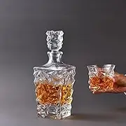 Whiskey Decanter Set, 13 Pieces with 6 Glasses and Stones