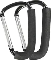 Stroller Hooks, 6.3" Large Stroller Clip, 2 Pack Stroller Hooks for Hanging Bags and Shopping, Stroller Accessories for Mommy, Large Carabiner