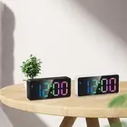 Digital Alarm Clock Temperature Dimmer Mirror LED Clock for Hall Home Office