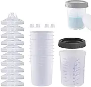 Paint Mixing Containers - 10 Paint Pots | Clear Graduation Spray Cup for Automotive Sprayer, Automotive Paint Sprayer Set