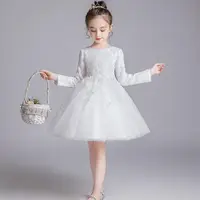 在飛比找momo購物網優惠-【Baby 童衣】長袖白色洋裝 幼稚園畢業禮服 88985(