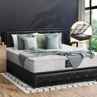 Oikiture Bed Frame Double Size Gas Lift Storage Mattress Base Black Leather